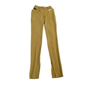 Hanwen New York‎ Chartrushe Hip Cut-Out Slim Trousers Ankle Slit Pants Sz XS